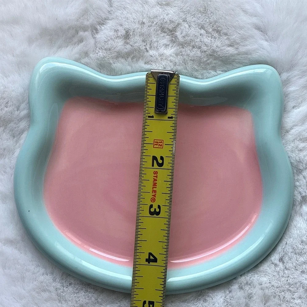 New Ceramic‎ Cat Plate Whisker Fatigue Friendly Pastel Pink Blue Kitty Dish